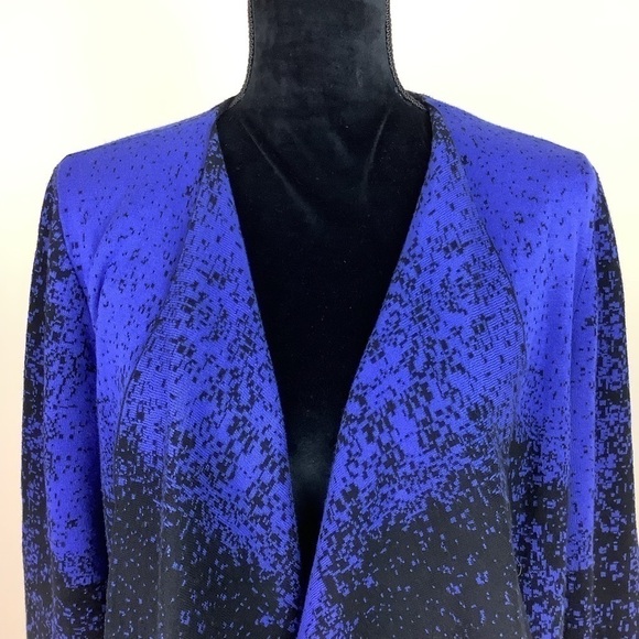 KASPER COLORBLOCK OPEN FRONT ASYMMETRICAL CARDIGAN - Picture 2 of 7